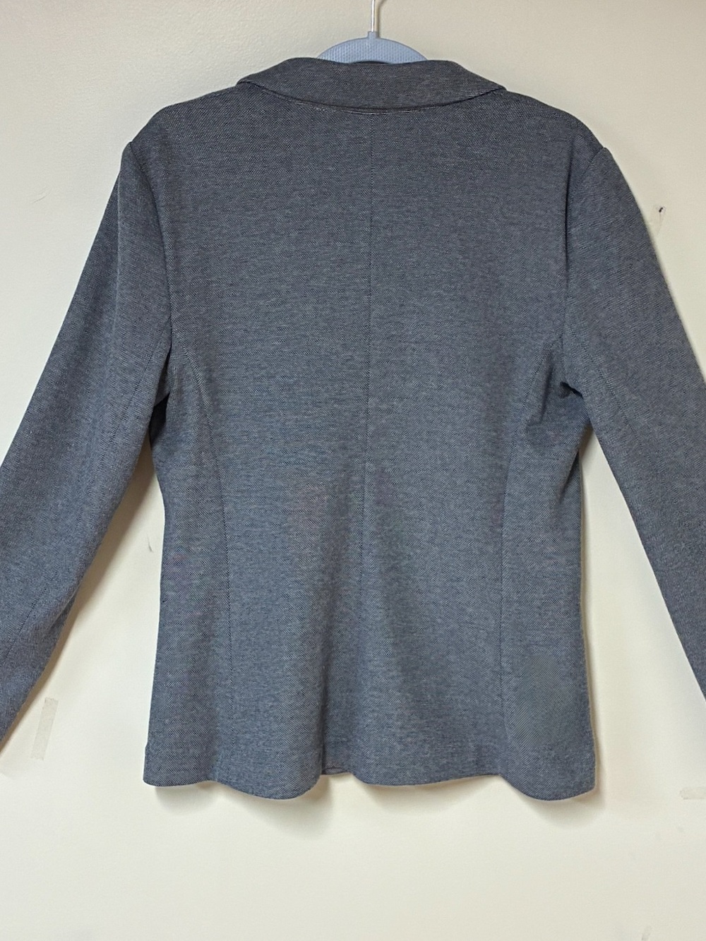 Express Blue-Gray Textured Heather Blue/Gray One-Button Blazer | Medium